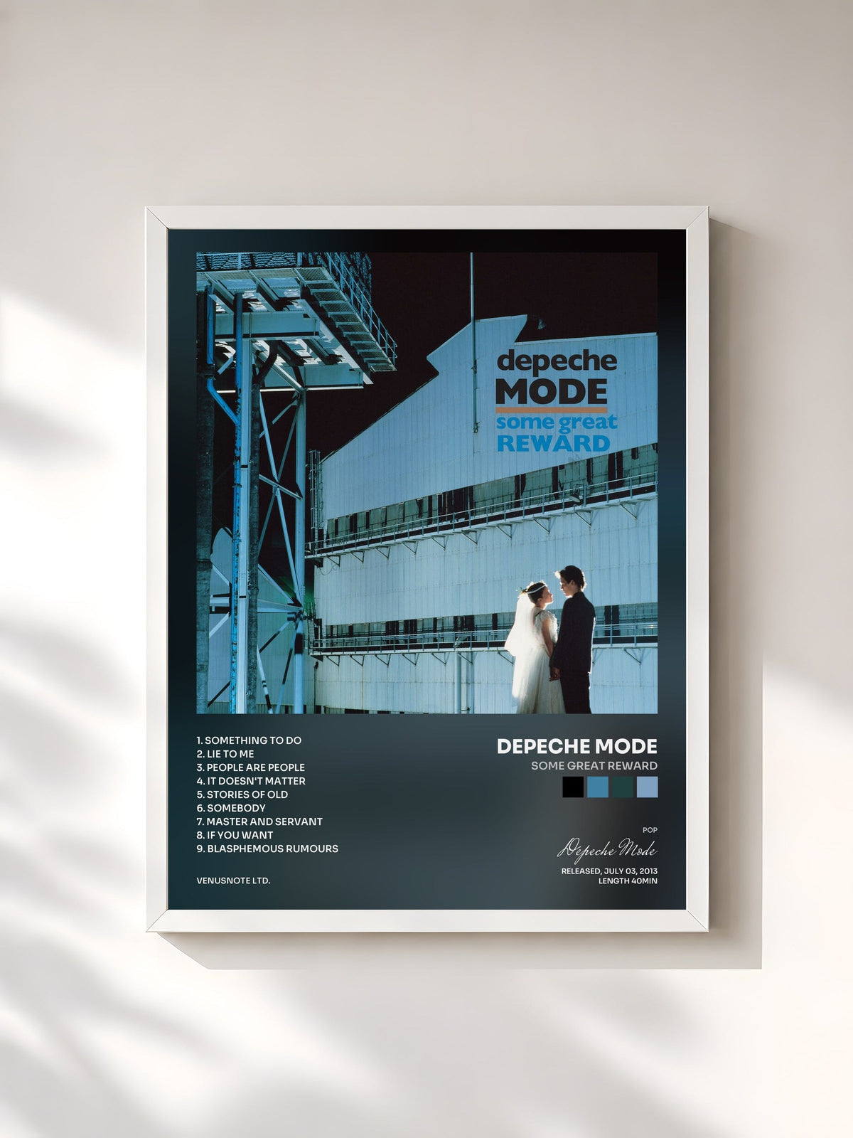 #blanc Some Great Reward von Depeche Mode als gerahmter Kunstdruck, weißer Rahmen, gedruckt und gerahmt in Frankreich