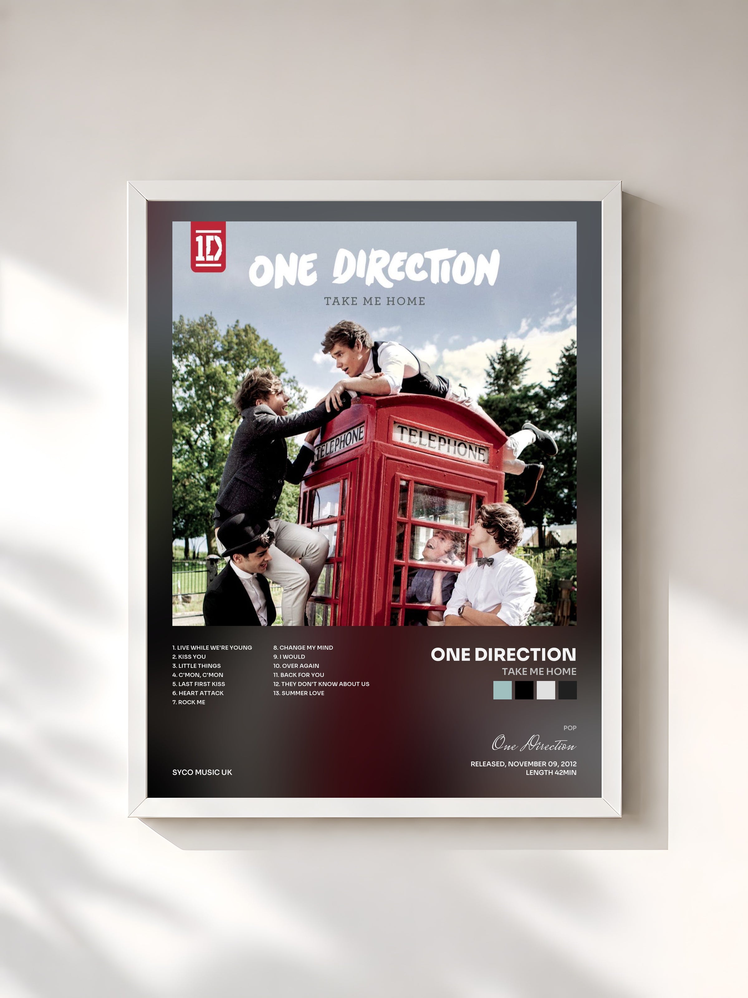 #blanc Take Me Home di One Direction in stampa incorniciata, cornice bianca, stampata e incorniciata in Francia