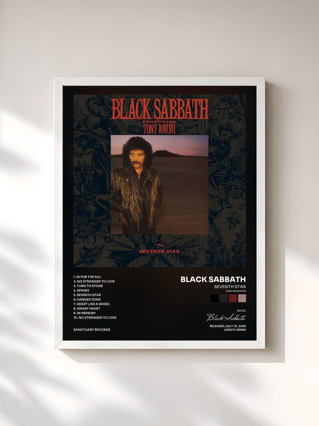 #blanc Seventh Star (2026 Remaster) von Black Sabbath als gerahmter Kunstdruck, weißer Rahmen, gedruckt und gerahmt in Frankreich
