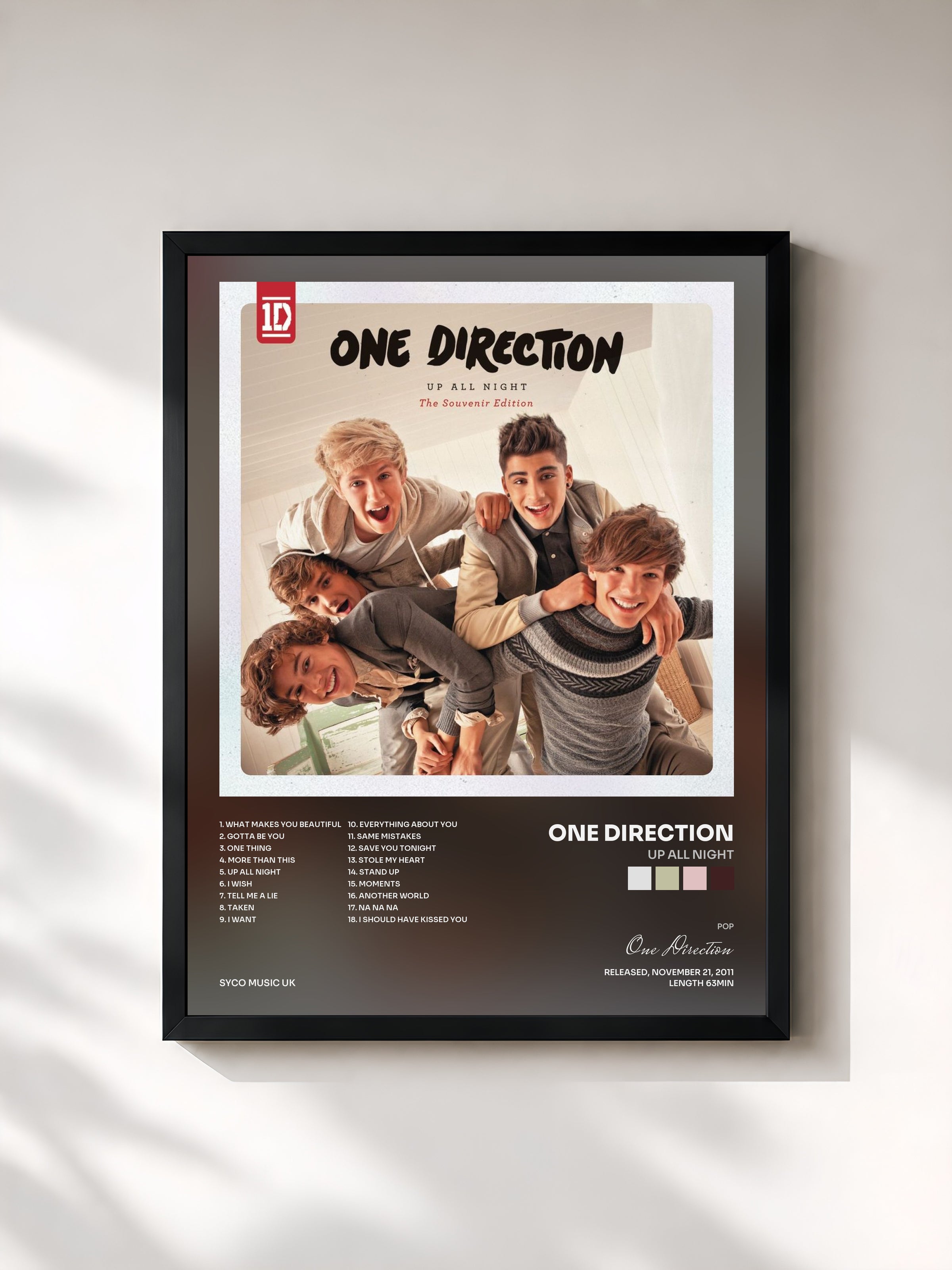 #noir Up All Night de One Direction en lámina enmarcada, marco negro, impresa y enmarcada en Francia