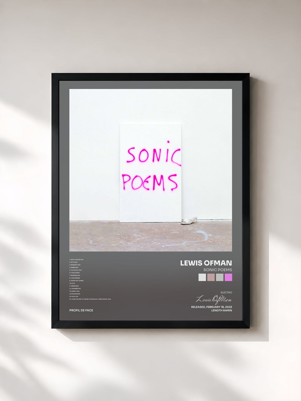 #noir Sonic Poems di Lewis OfMan in stampa incorniciata, cornice nera, stampata e incorniciata in Francia