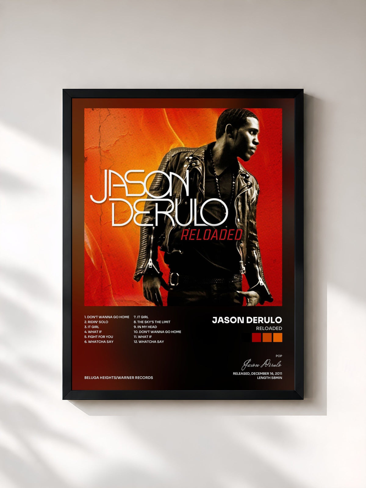 #noir Reloaded de Jason Derulo en lámina enmarcada, marco negro, impresa y enmarcada en Francia