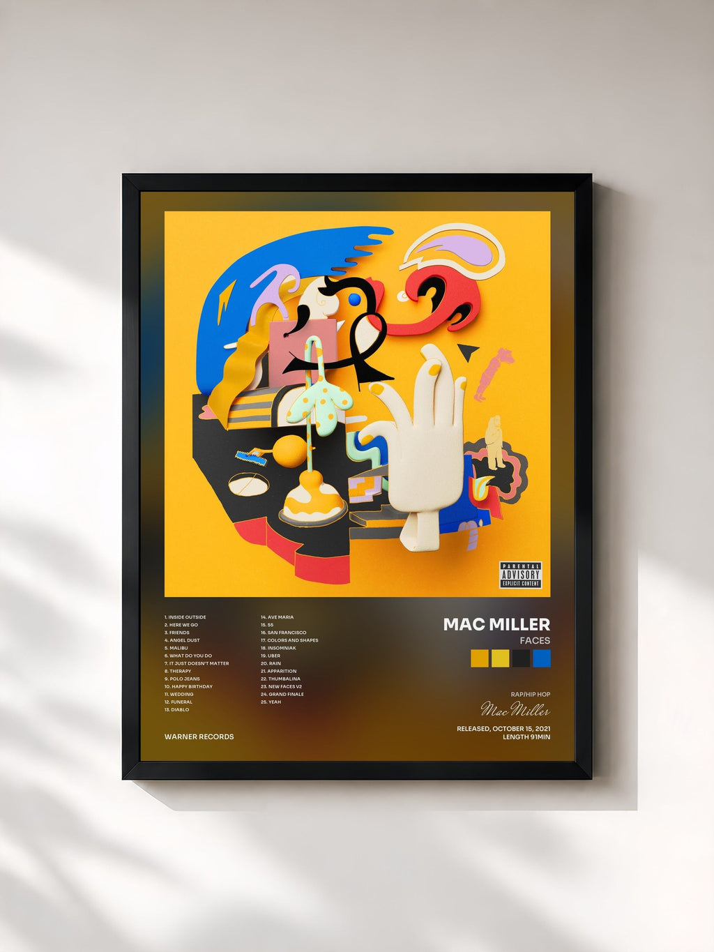 #noir Faces von Mac Miller als gerahmter Kunstdruck, schwarzer Rahmen, gedruckt und gerahmt in Frankreich