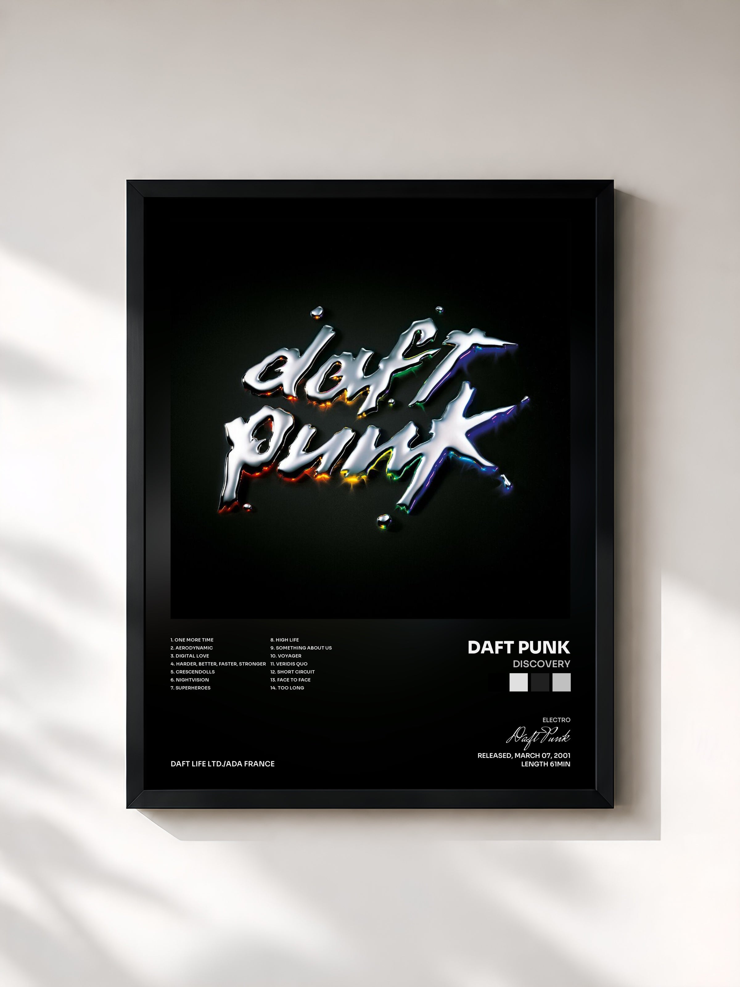 #noir Discovery di Daft Punk in stampa incorniciata, cornice nera, stampata e incorniciata in Francia