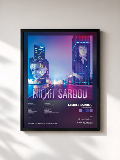 Michel Sardou · En chantant — Gerahmter Kunstdruck