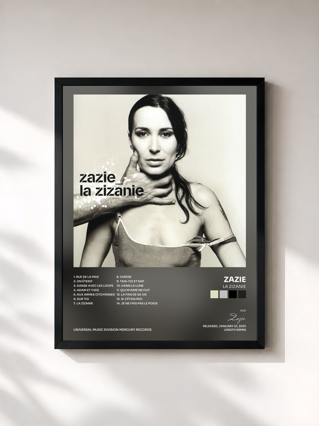 #noir La Zizanie von Zazie als gerahmter Kunstdruck, schwarzer Rahmen, gedruckt und gerahmt in Frankreich