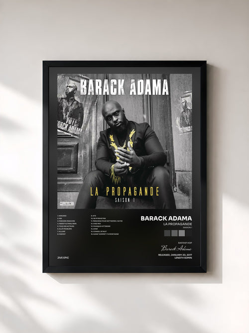 #noir La propagande (saison 1) von Barack Adama als gerahmter Kunstdruck, schwarzer Rahmen, gedruckt und gerahmt in Frankreich