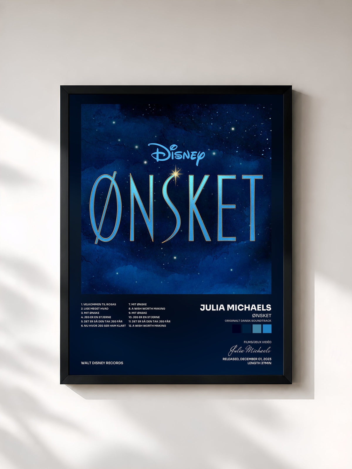 #noir Tableau de l'album Ønsket (Originalt Dansk Soundtrack) de Julia Michaels, cadre noir, imprimé et encadré en France