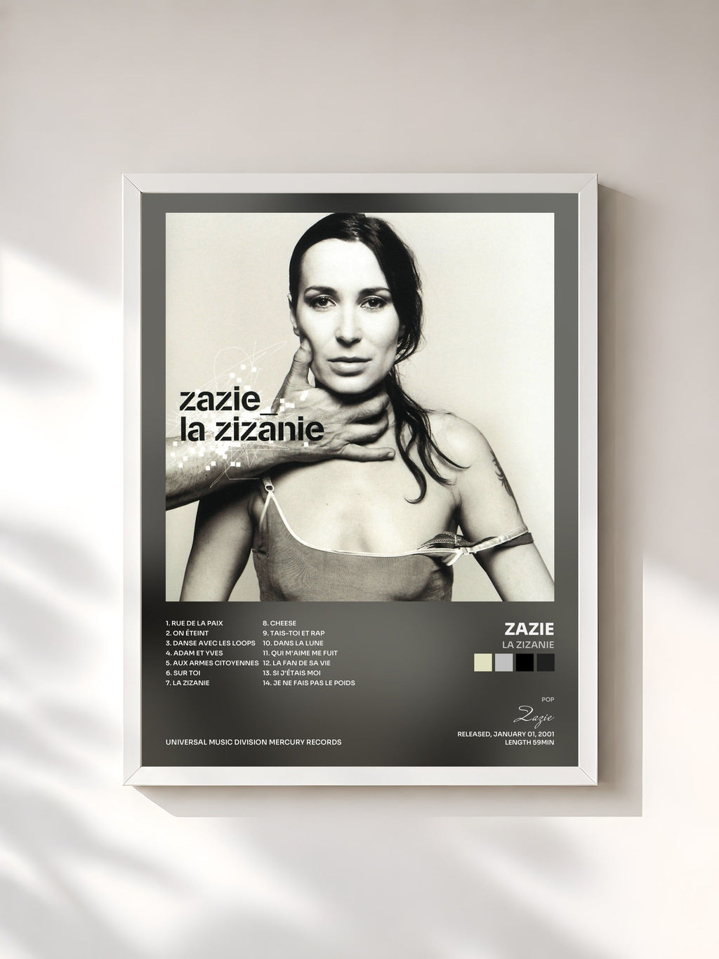 #blanc La Zizanie von Zazie als gerahmter Kunstdruck, weißer Rahmen, gedruckt und gerahmt in Frankreich