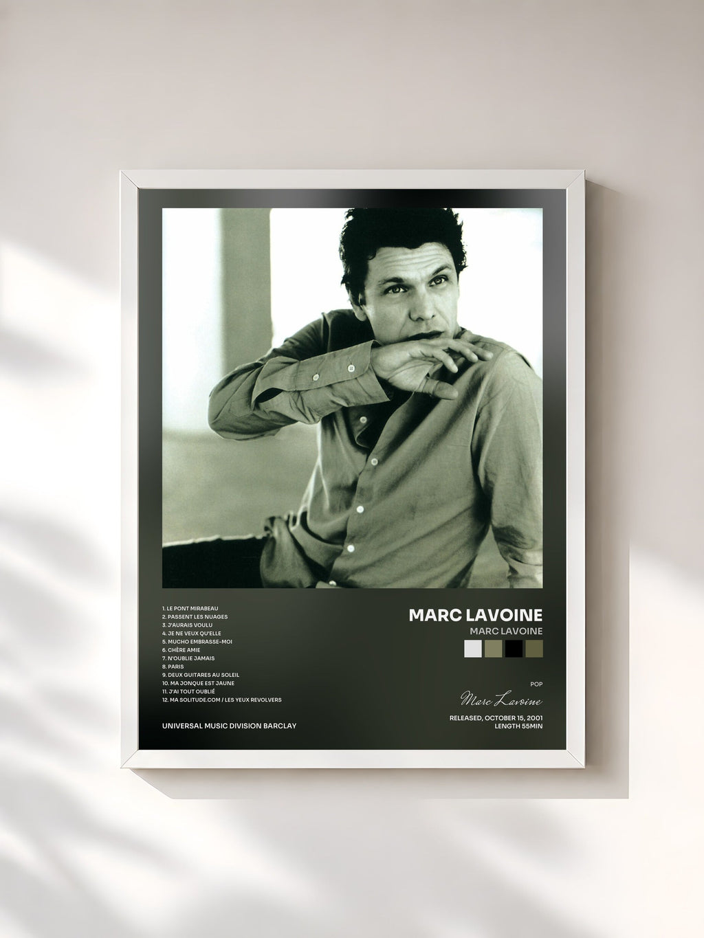 #blanc Marc Lavoine by Marc Lavoine as a framed art print, white frame, printed and framed in France