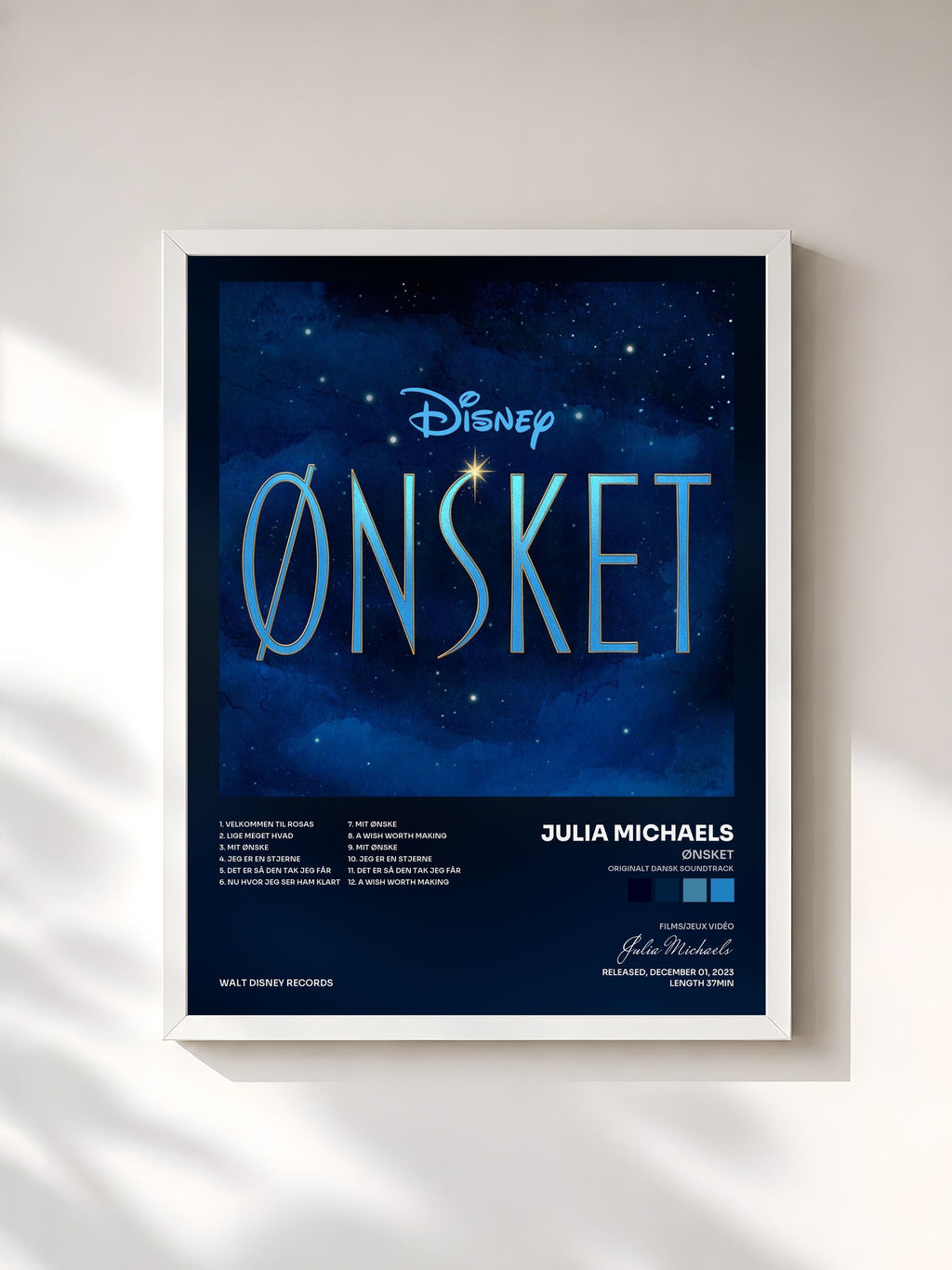 #blanc Ønsket (Originalt Dansk Soundtrack) von Julia Michaels als gerahmter Kunstdruck, weißer Rahmen, gedruckt und gerahmt in Frankreich