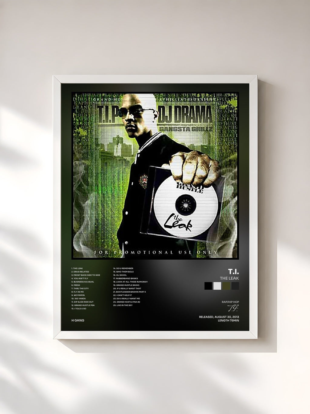 #blanc The Leak by T.I. as a framed art print, white frame, printed and framed in France