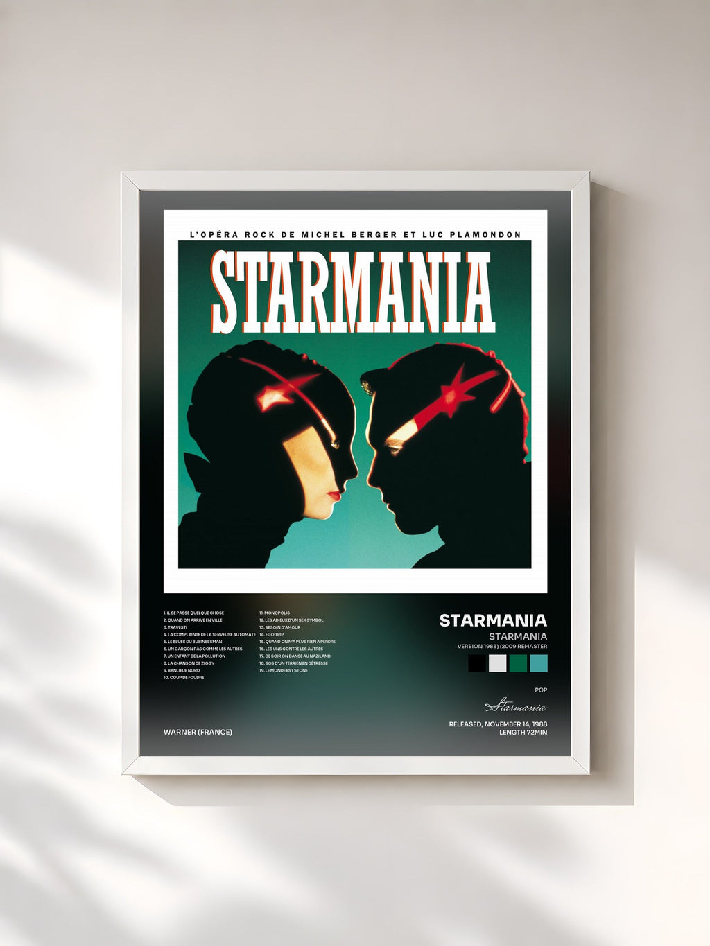#blanc Starmania (Version 1988) (2009 Remaster) von Starmania als gerahmter Kunstdruck, weißer Rahmen, gedruckt und gerahmt in Frankreich