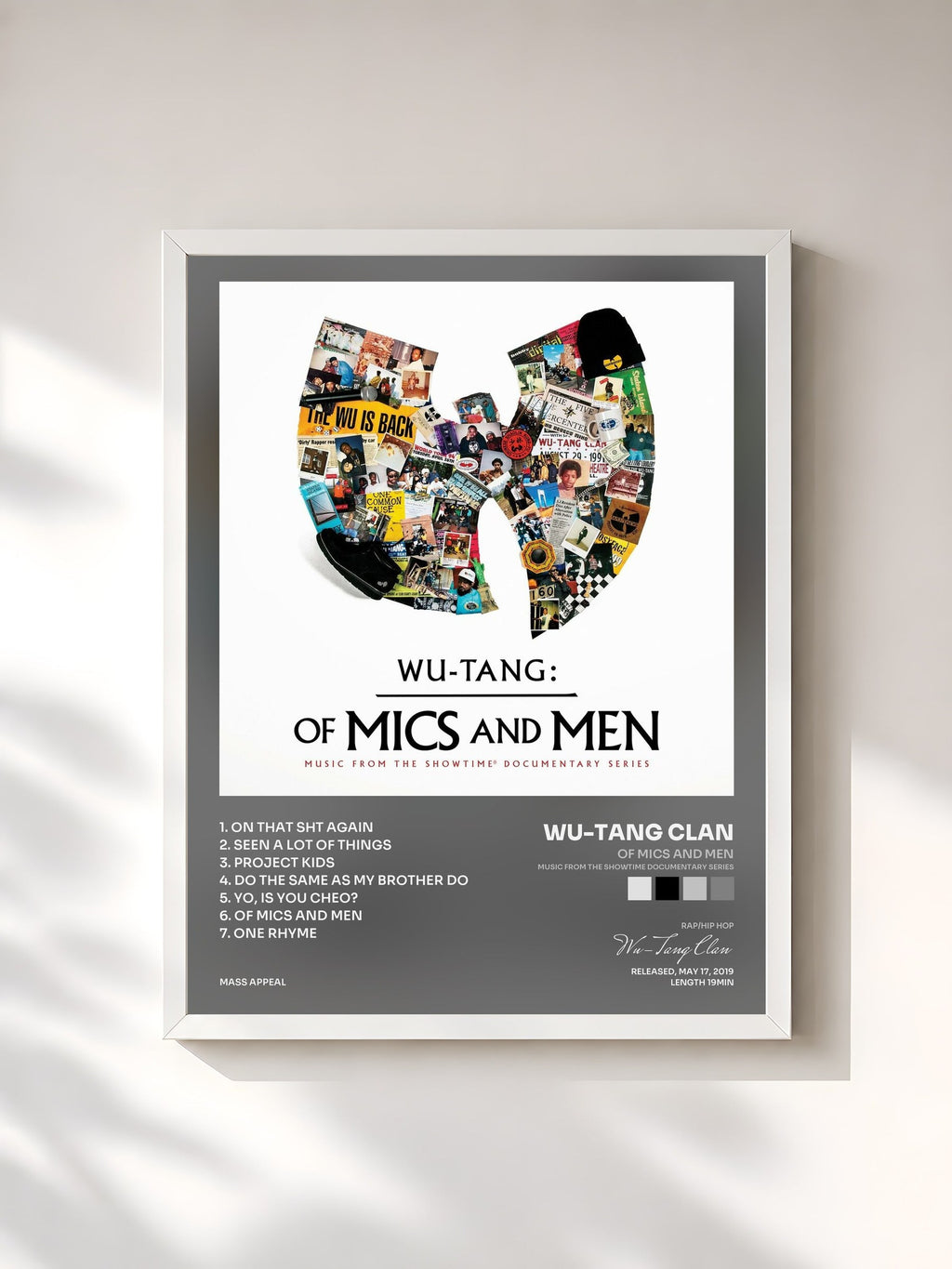 #blanc Of Mics and Men (Music from the Showtime Documentary Series) di Wu-Tang Clan in stampa incorniciata, cornice bianca, stampata e incorniciata in Francia