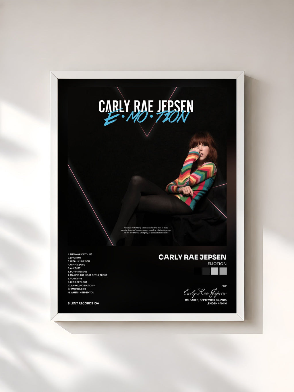 #blanc Emotion di Carly Rae Jepsen in stampa incorniciata, cornice bianca, stampata e incorniciata in Francia