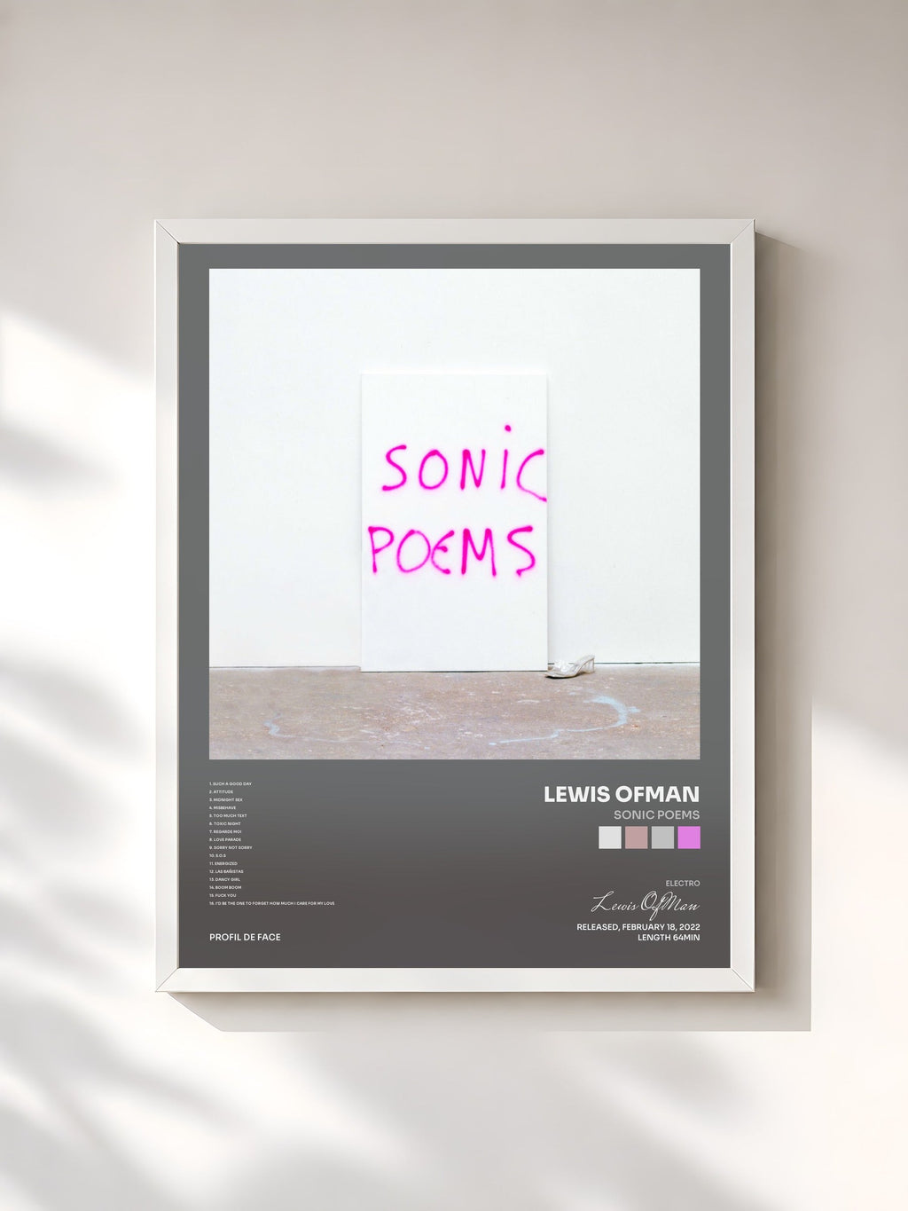 #blanc Sonic Poems di Lewis OfMan in stampa incorniciata, cornice bianca, stampata e incorniciata in Francia