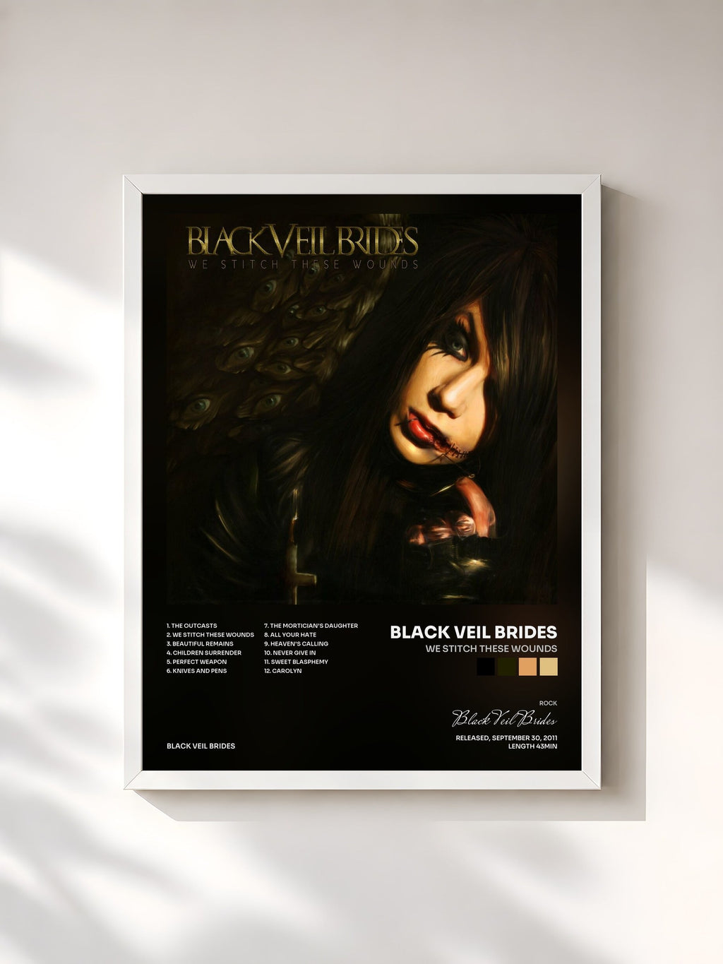 #blanc We Stitch These Wounds de Black Veil Brides en lámina enmarcada, marco blanco, impresa y enmarcada en Francia
