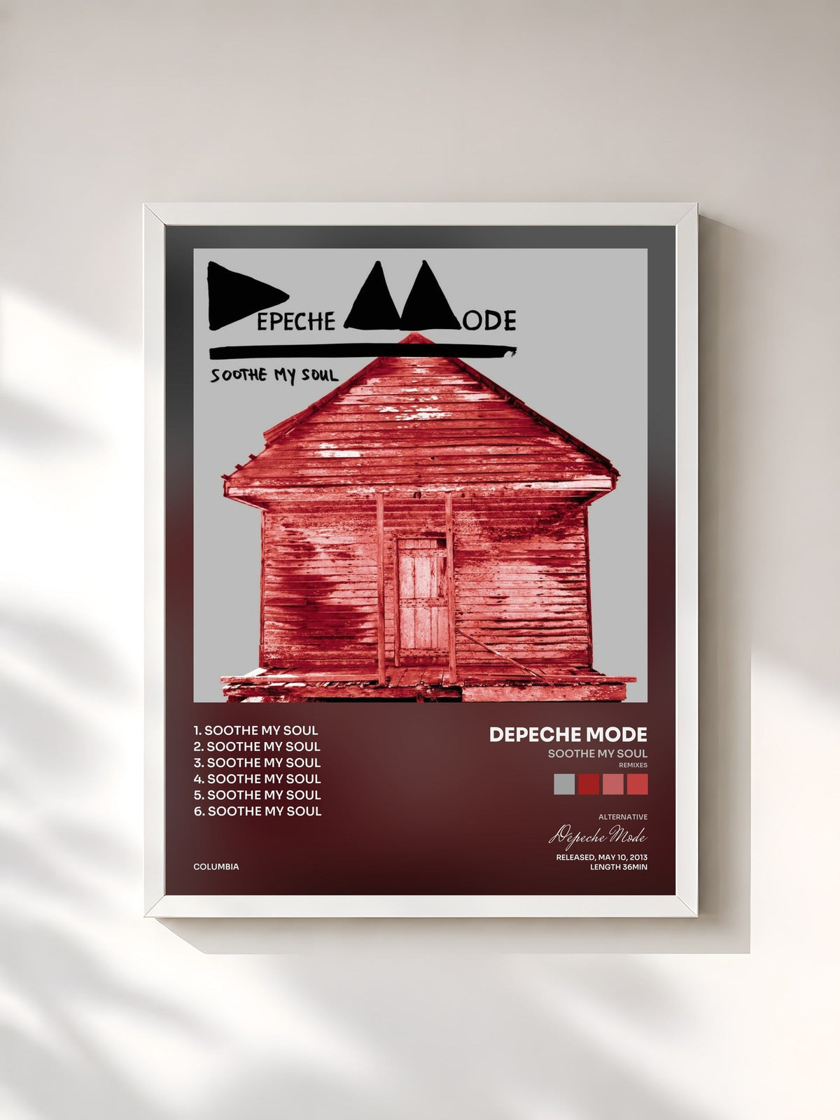 #blanc Soothe My Soul (Remixes) von Depeche Mode als gerahmter Kunstdruck, weißer Rahmen, gedruckt und gerahmt in Frankreich