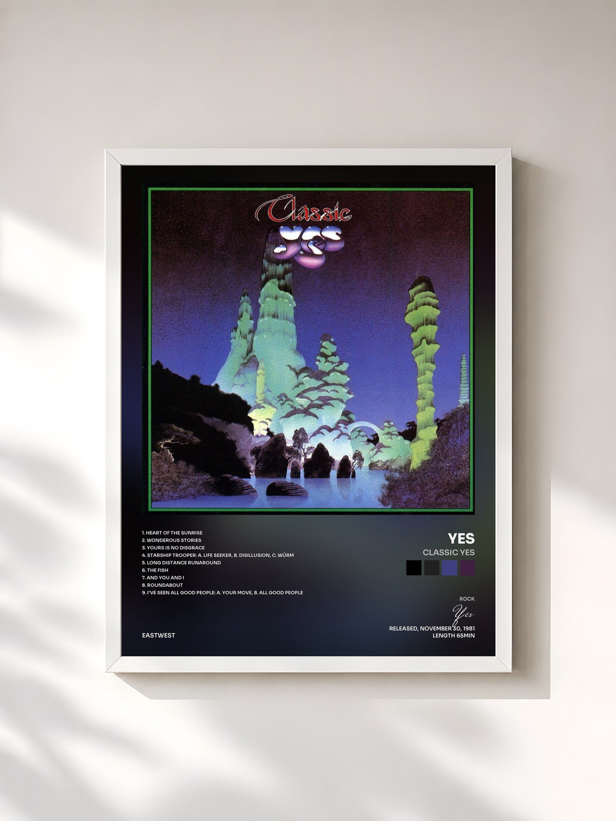 #blanc Classic Yes de Yes en lámina enmarcada, marco blanco, impresa y enmarcada en Francia