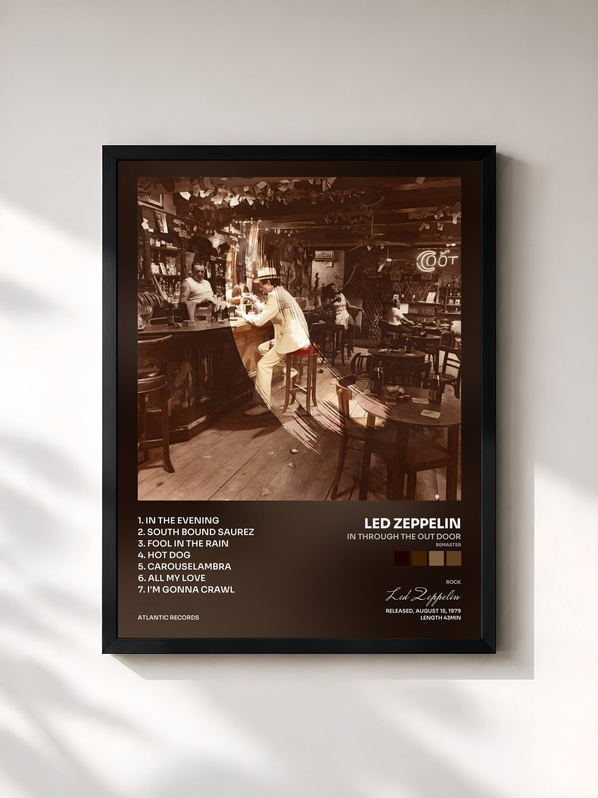 #noir Tableau de l'album In Through the out Door (Remaster) de Led Zeppelin, cadre noir, imprimé et encadré en France