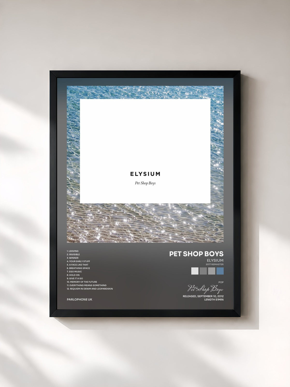 #noir Tableau de l'album Elysium (2017 Remaster) de Pet Shop Boys, cadre noir, imprimé et encadré en France