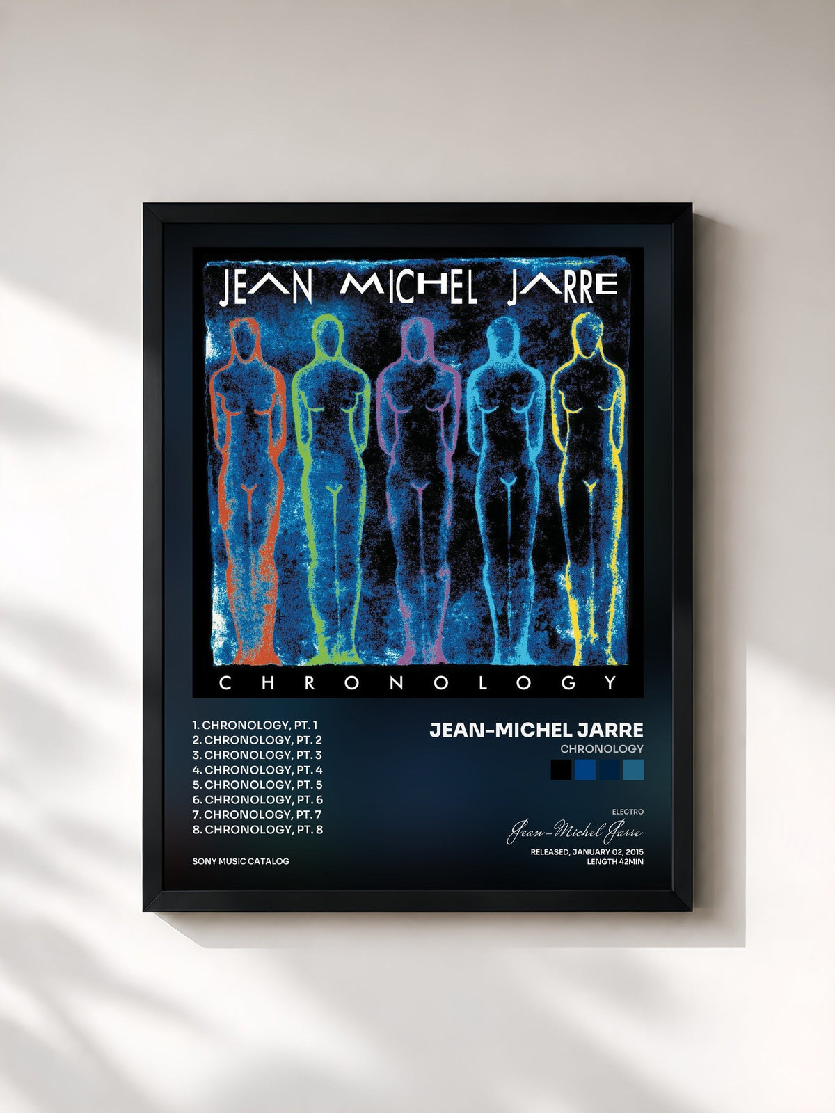 #noir Tableau de l'album Chronology de Jean-Michel Jarre, cadre noir, imprimé et encadré en France