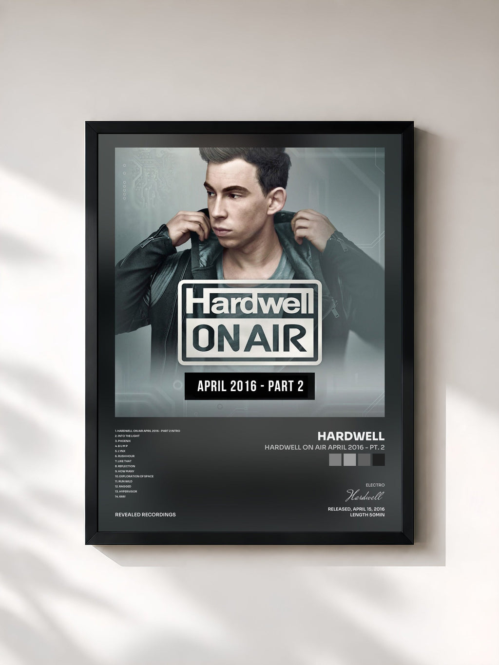 #noir Tableau de l'album Hardwell On Air April 2016 - Pt. 2 de Hardwell, cadre noir, imprimé et encadré en France