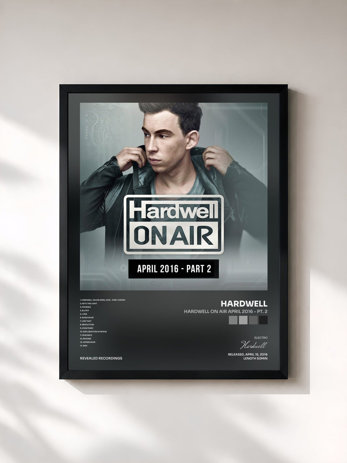 #noir Tableau de l'album Hardwell On Air April 2016 - Pt. 2 de Hardwell, cadre noir, imprimé et encadré en France
