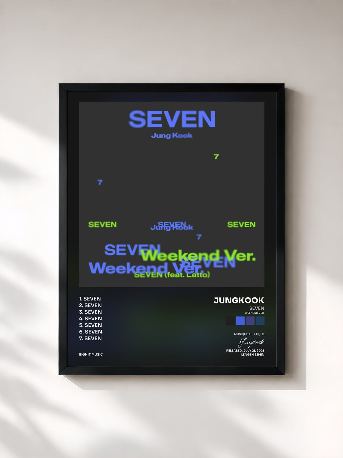 #noir Seven (Weekend Ver.) de Jungkook en lámina enmarcada, marco negro, impresa y enmarcada en Francia