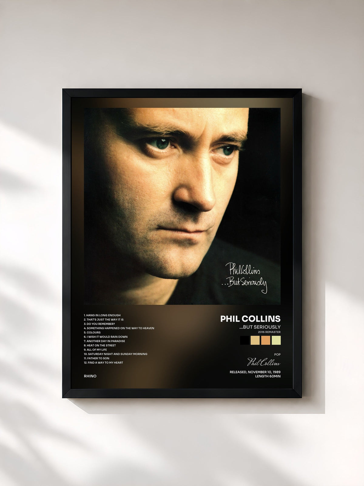 #noir Tableau de l'album ...But Seriously (2016 Remaster) de Phil Collins, cadre noir, imprimé et encadré en France