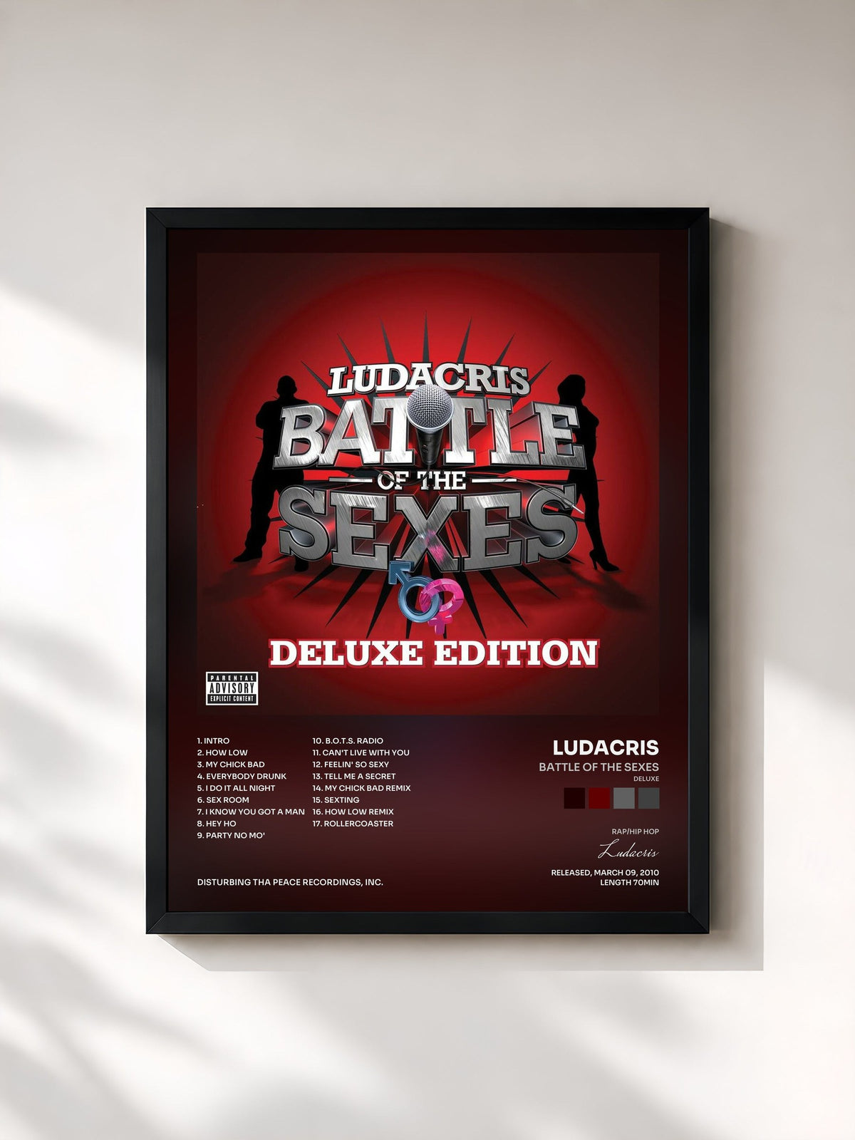 #noir Tableau de l'album Battle Of The Sexes (Deluxe) de Ludacris, cadre noir, imprimé et encadré en France
