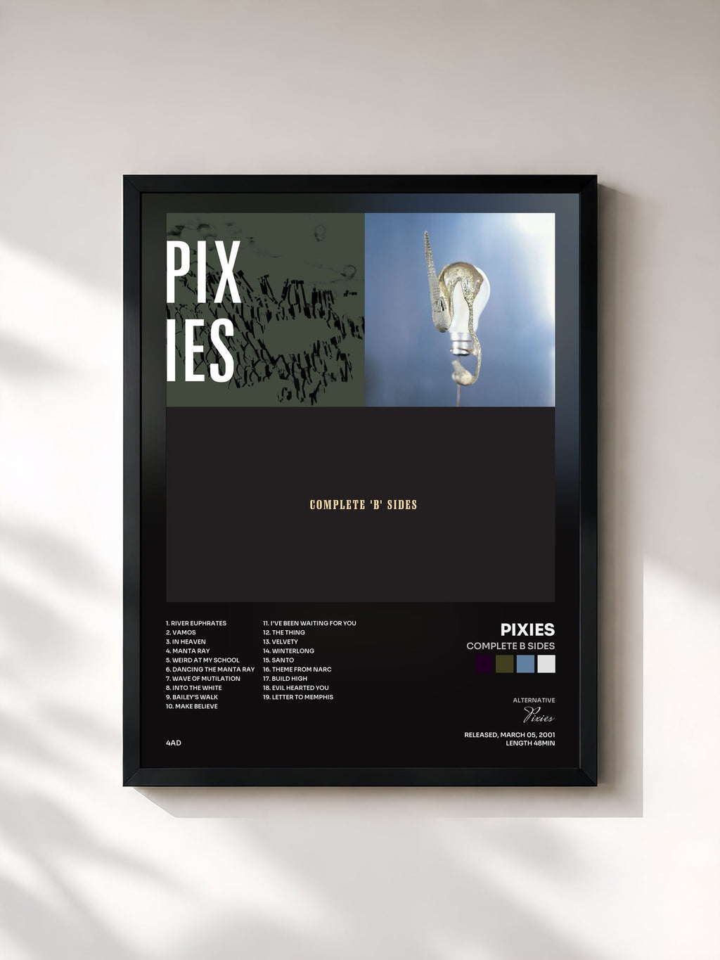 #noir Tableau de l'album Complete B Sides de Pixies, cadre noir, imprimé et encadré en France