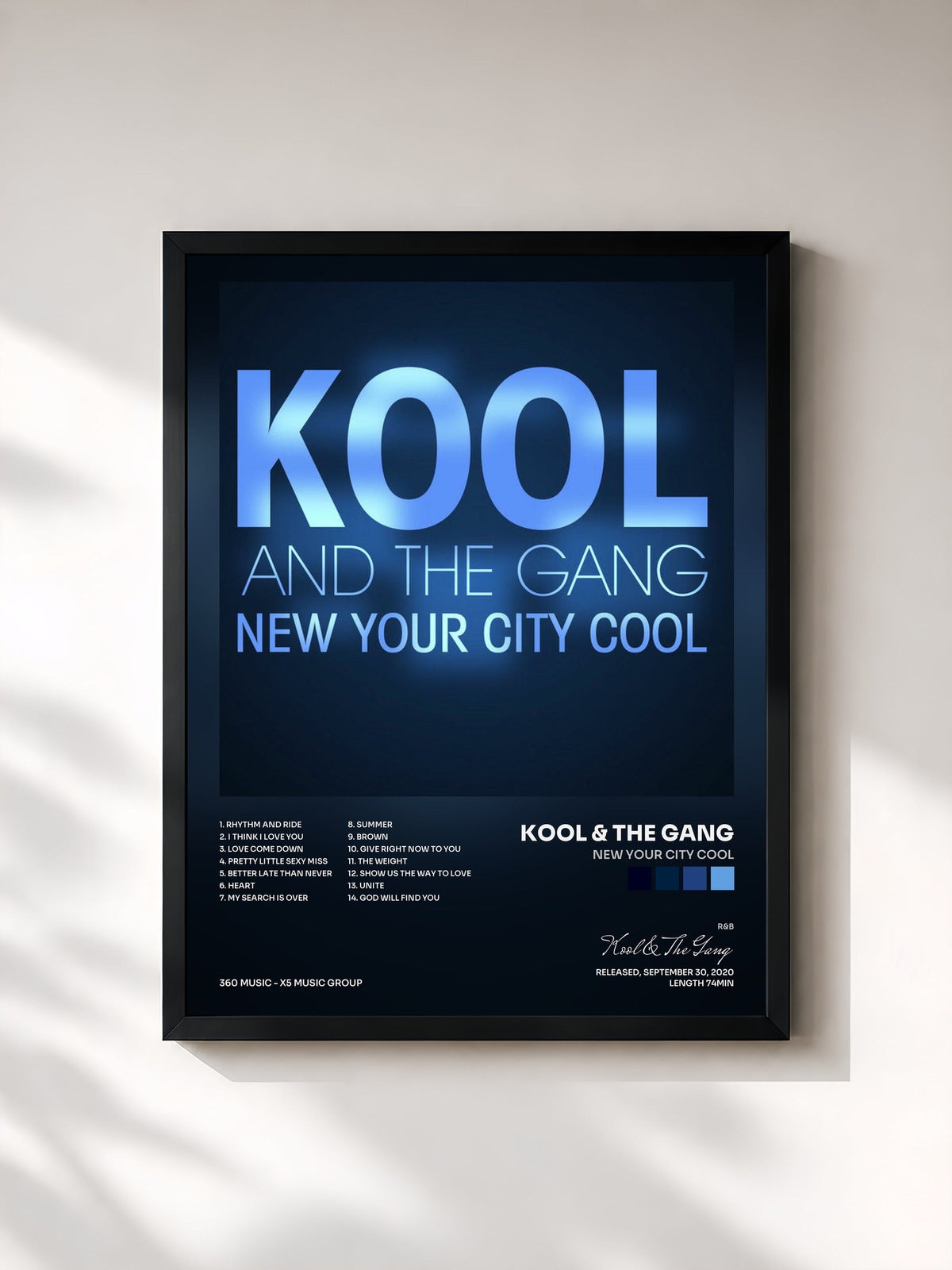 #noir New Your City Cool von Kool & The Gang als gerahmter Kunstdruck, schwarzer Rahmen, gedruckt und gerahmt in Frankreich