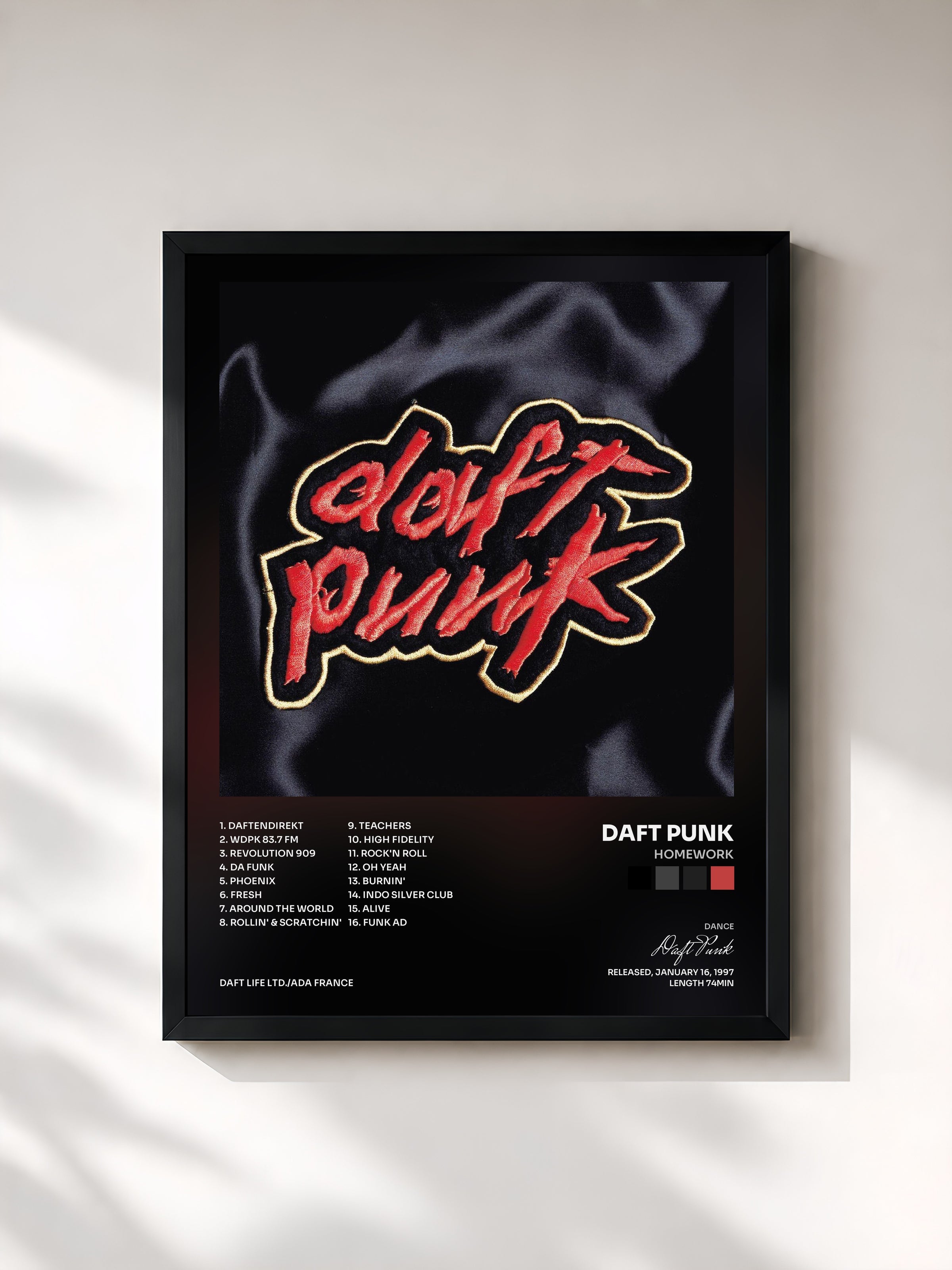 #noir Homework by Daft Punk as a framed art print, black frame, printed and framed in France