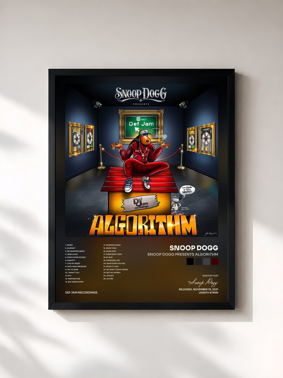 #noir Tableau de l'album Snoop Dogg Presents Algorithm de Snoop Dogg, cadre noir, imprimé et encadré en France