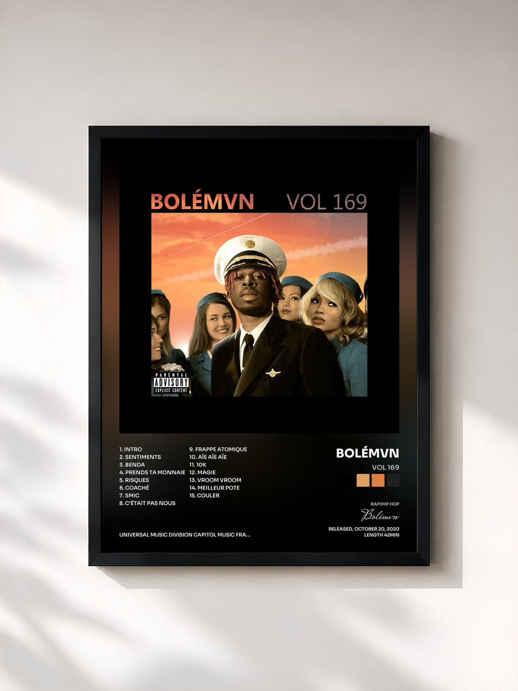 #noir Vol 169 de Bolémvn en lámina enmarcada, marco negro, impresa y enmarcada en Francia