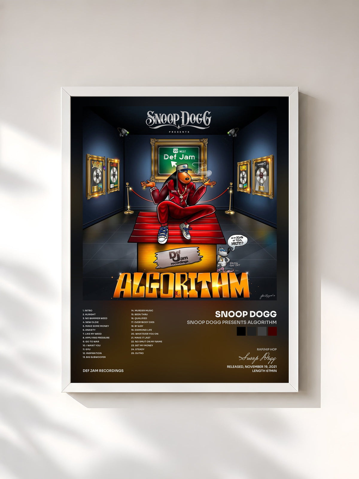 #blanc Tableau de l'album Snoop Dogg Presents Algorithm de Snoop Dogg, cadre blanc, imprimé et encadré en France