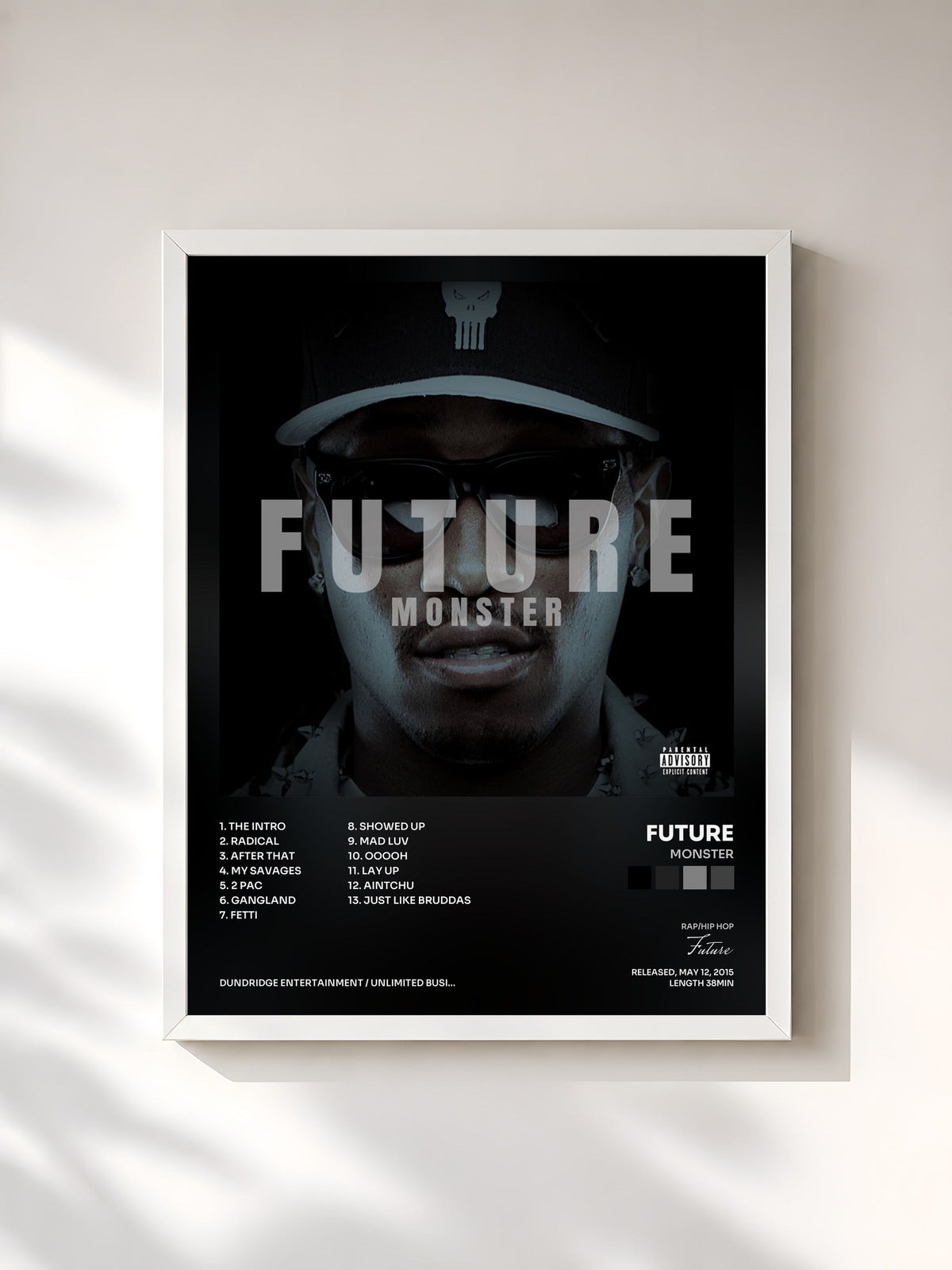 #blanc Tableau de l'album Monster de Future, cadre blanc, imprimé et encadré en France