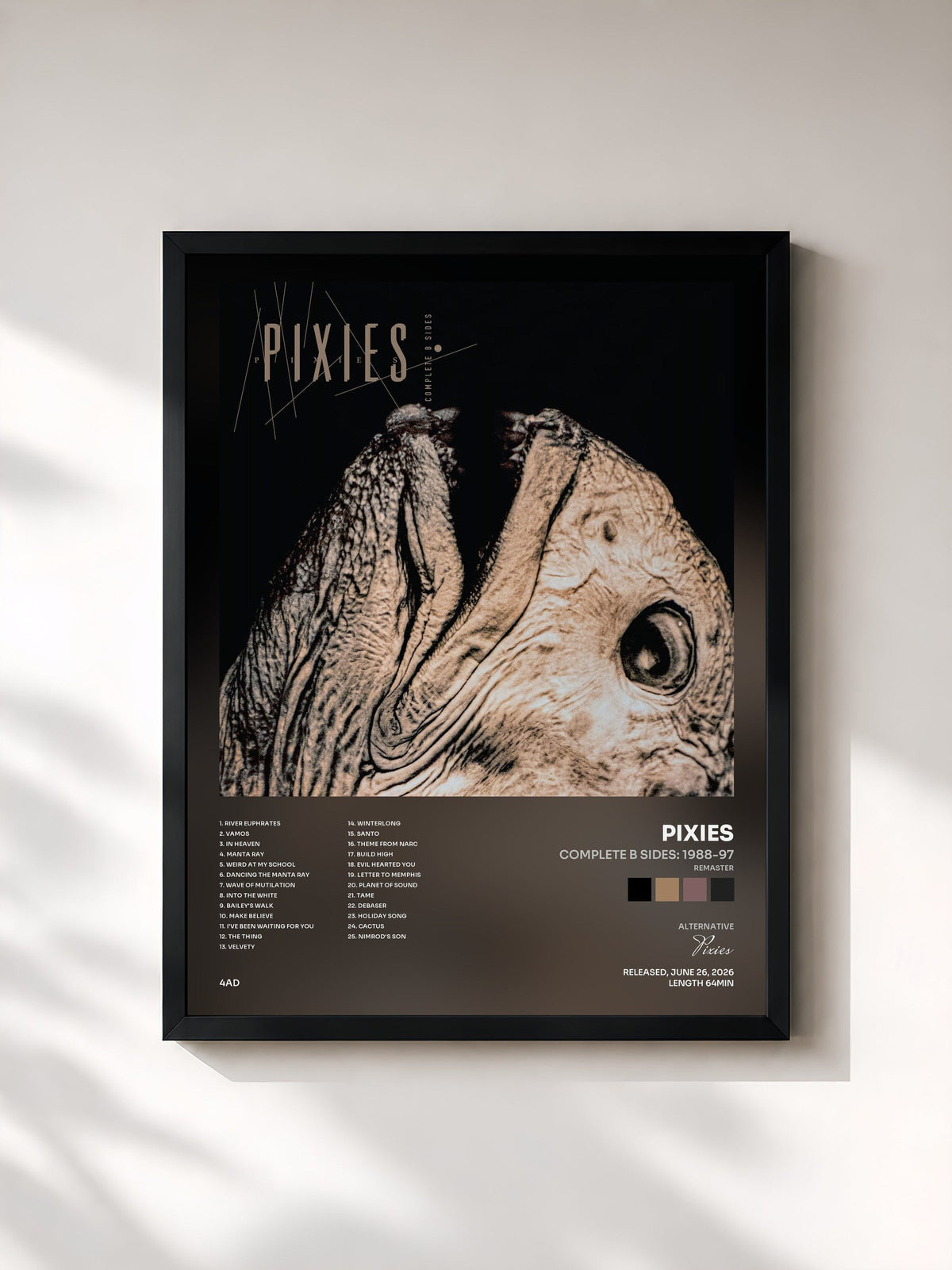 #noir Tableau de l'album Complete B Sides: 1988-97 (Remaster) de Pixies, cadre noir, imprimé et encadré en France