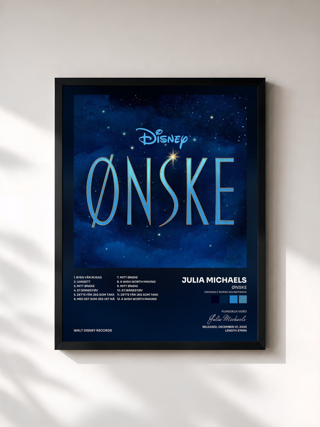 #noir Tableau de l'album Ønske (Originalt Norsk Soundtrack) de Julia Michaels, cadre noir, imprimé et encadré en France