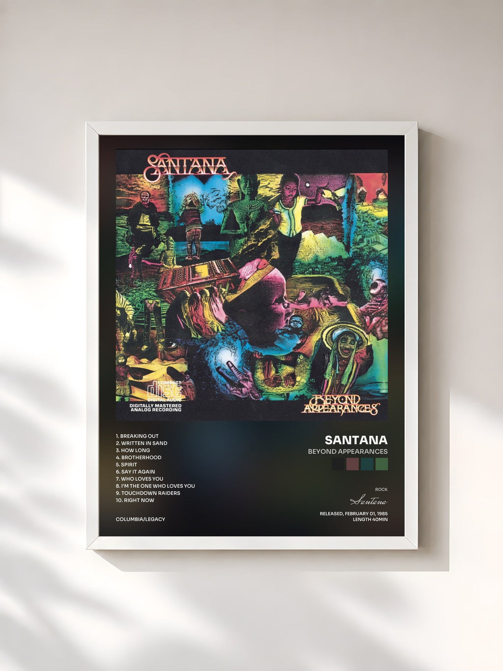 #blanc Beyond Appearances by Santana as a framed art print, white frame, printed and framed in France