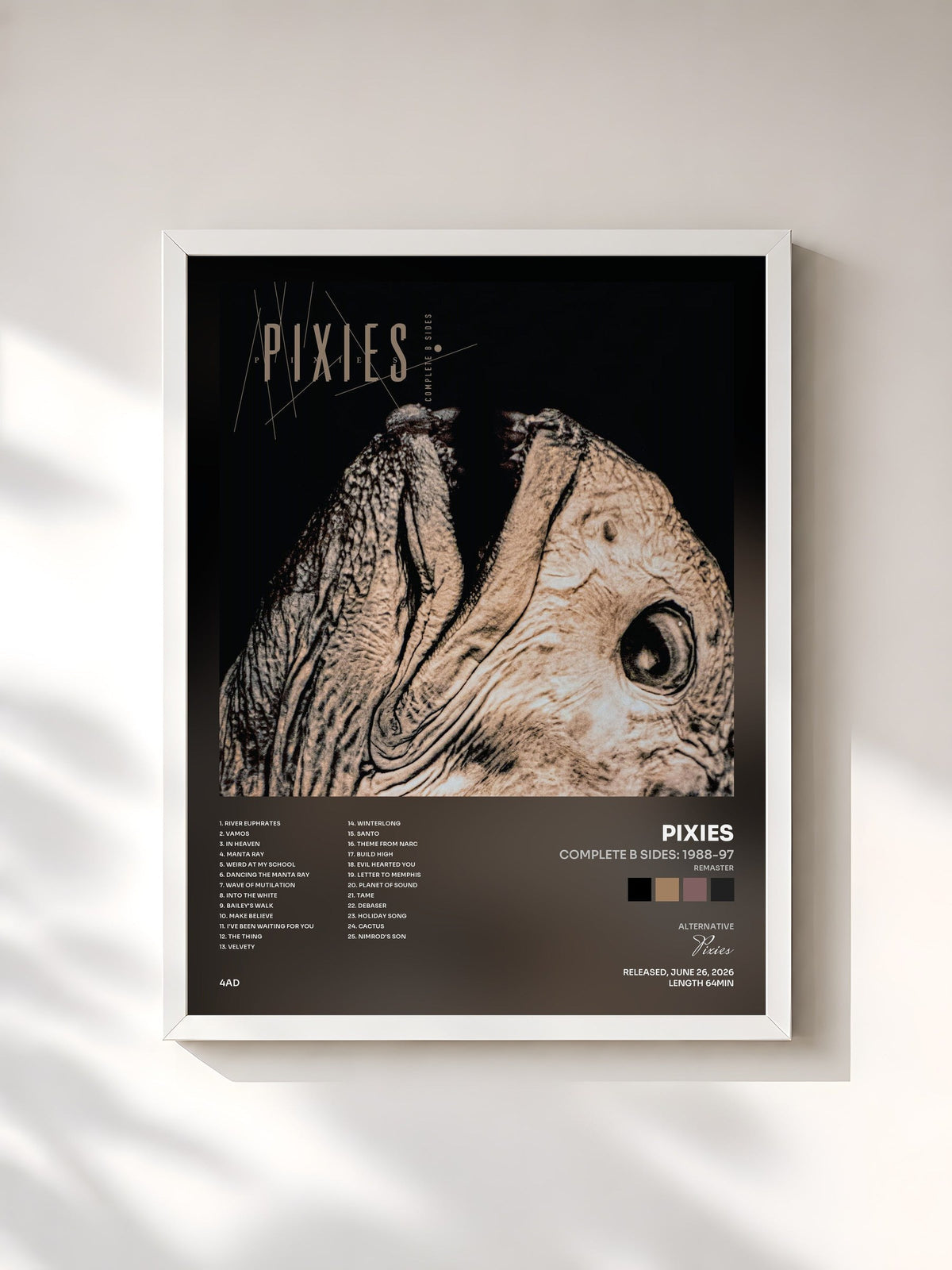 #blanc Tableau de l'album Complete B Sides: 1988-97 (Remaster) de Pixies, cadre blanc, imprimé et encadré en France