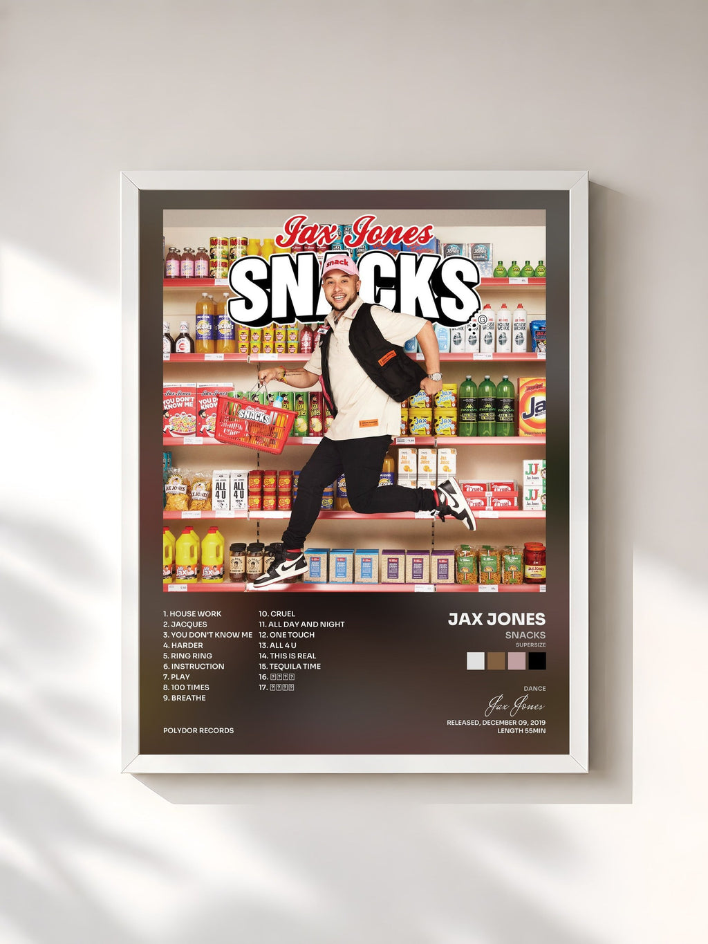 #blanc Snacks (Supersize) von Jax Jones als gerahmter Kunstdruck, weißer Rahmen, gedruckt und gerahmt in Frankreich