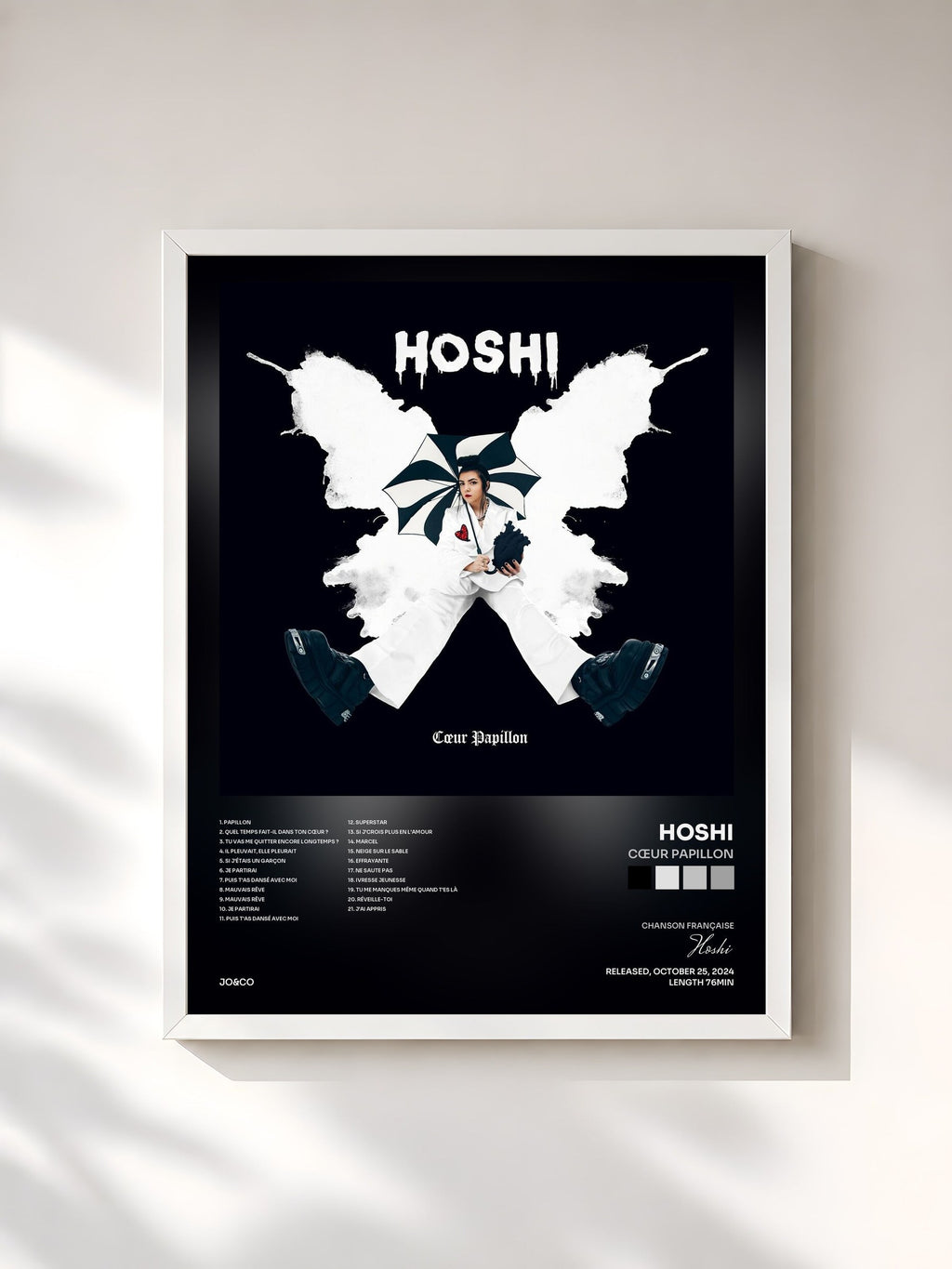 #blanc Tableau de l'album Cœur papillon de Hoshi, cadre blanc, imprimé et encadré en France