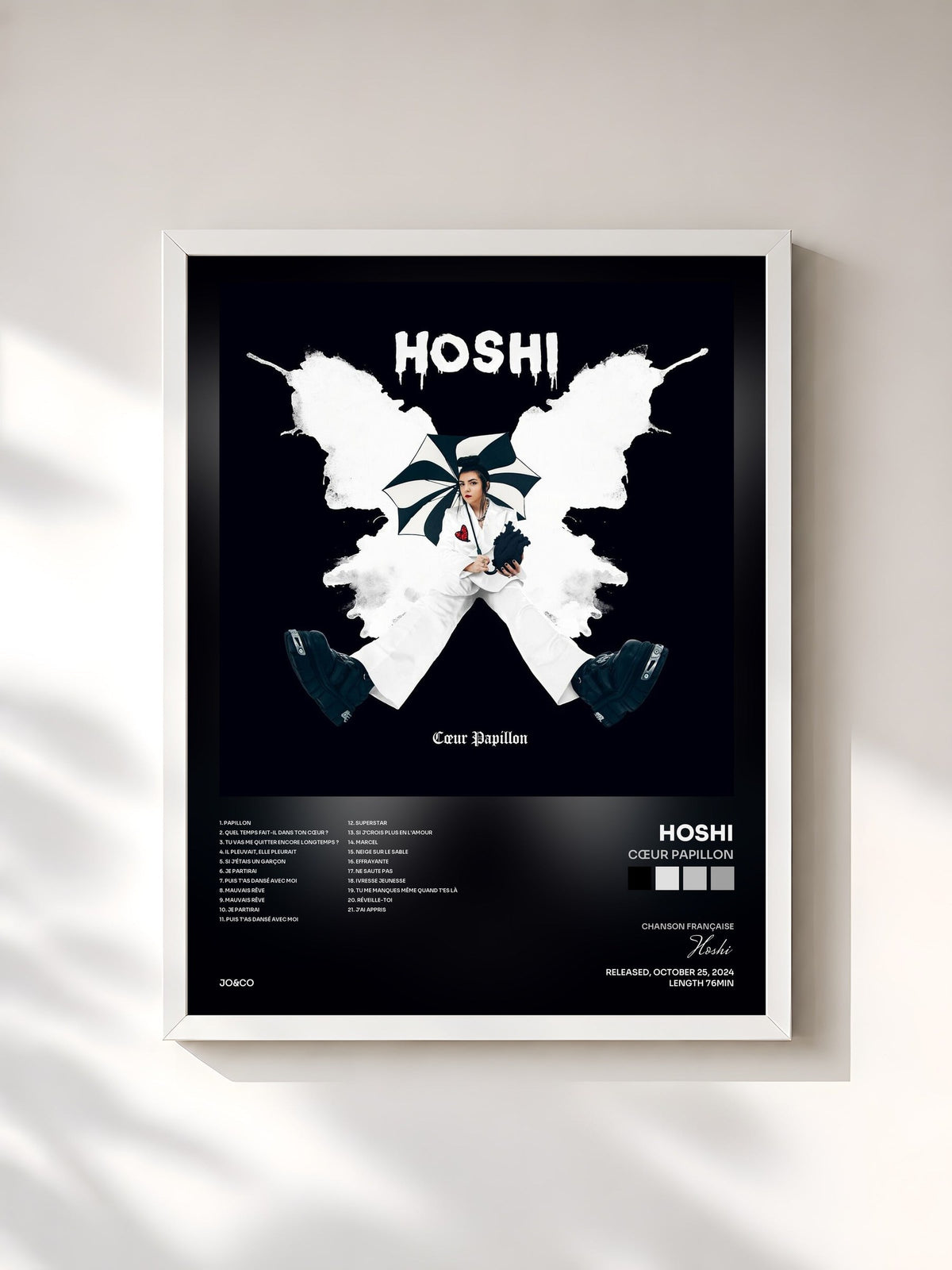 #blanc Tableau de l'album Cœur papillon de Hoshi, cadre blanc, imprimé et encadré en France