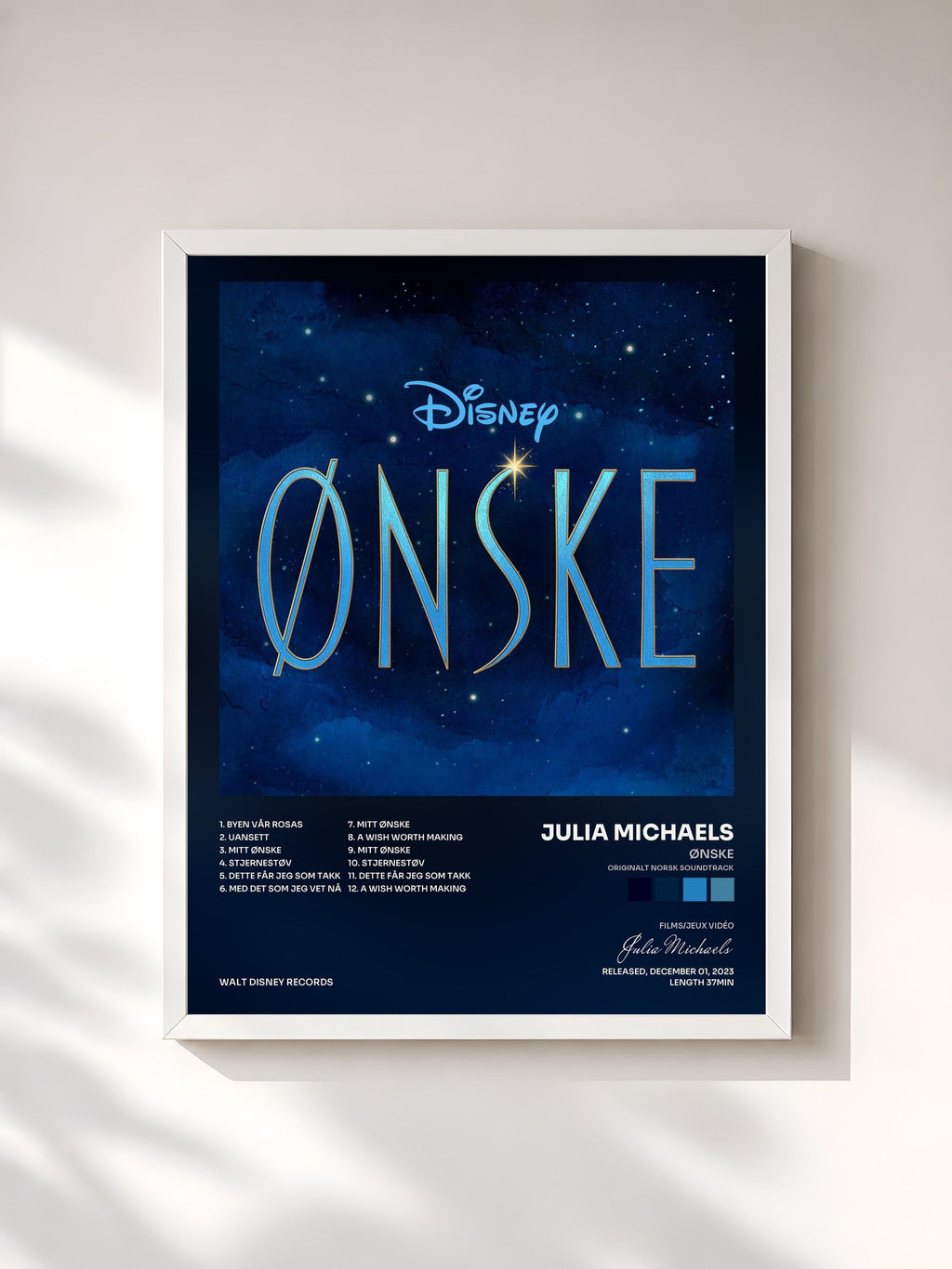 #blanc Tableau de l'album Ønske (Originalt Norsk Soundtrack) de Julia Michaels, cadre blanc, imprimé et encadré en France