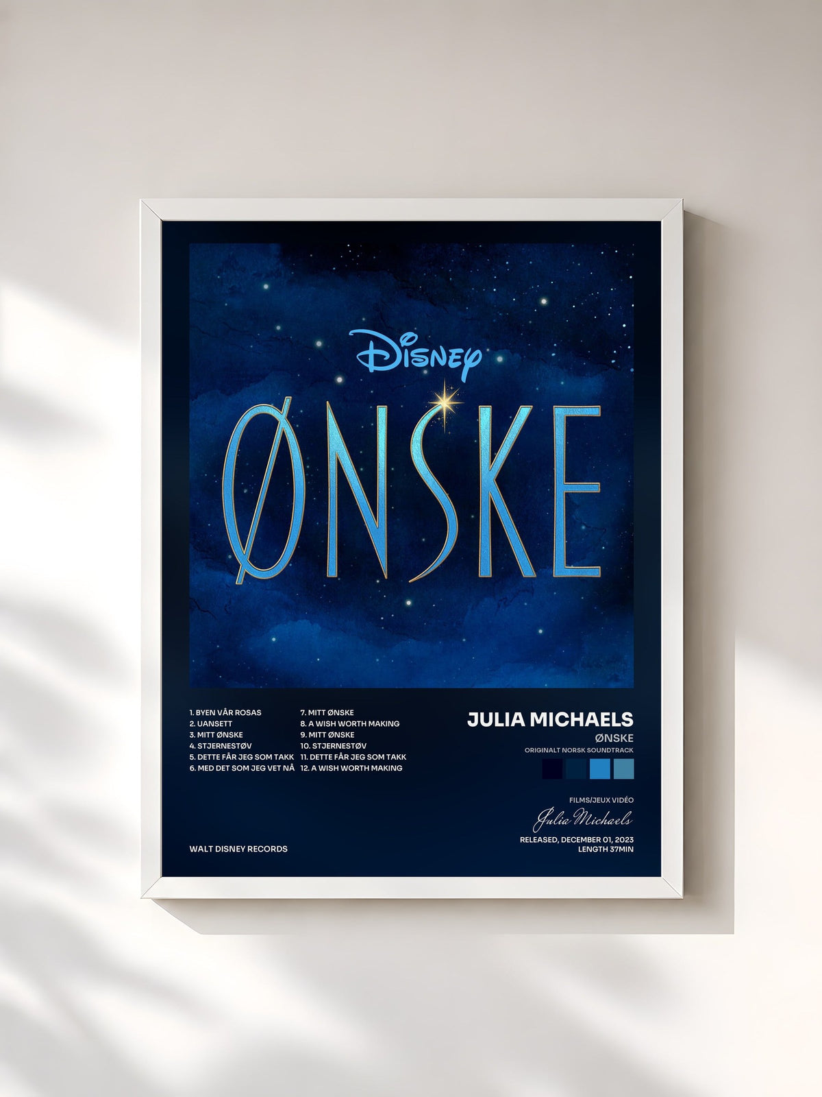 #blanc Tableau de l'album Ønske (Originalt Norsk Soundtrack) de Julia Michaels, cadre blanc, imprimé et encadré en France