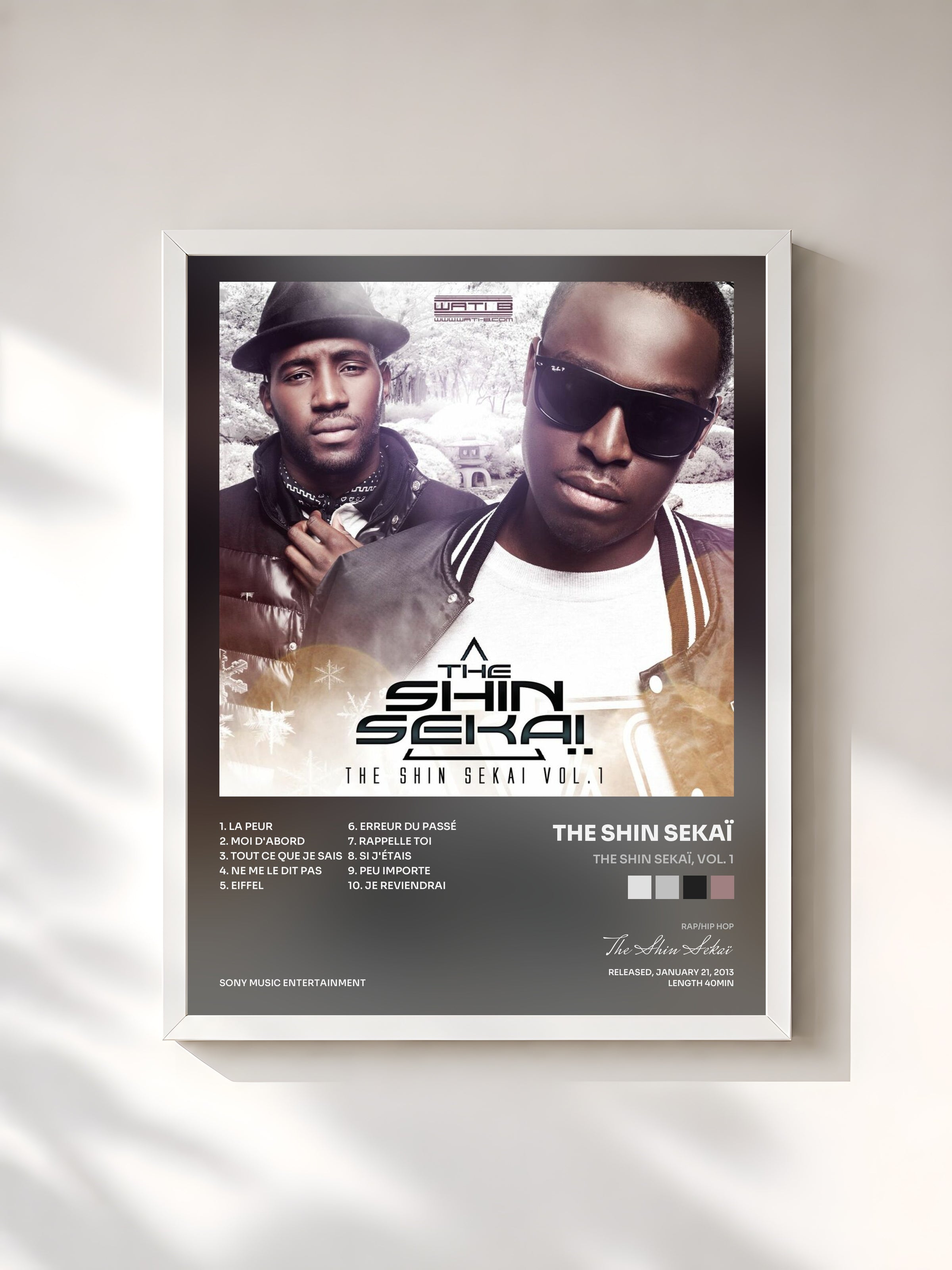 #blanc Tableau de l'album The Shin Sekaï, Vol. 1 de The Shin Sekaï, cadre blanc, imprimé et encadré en France