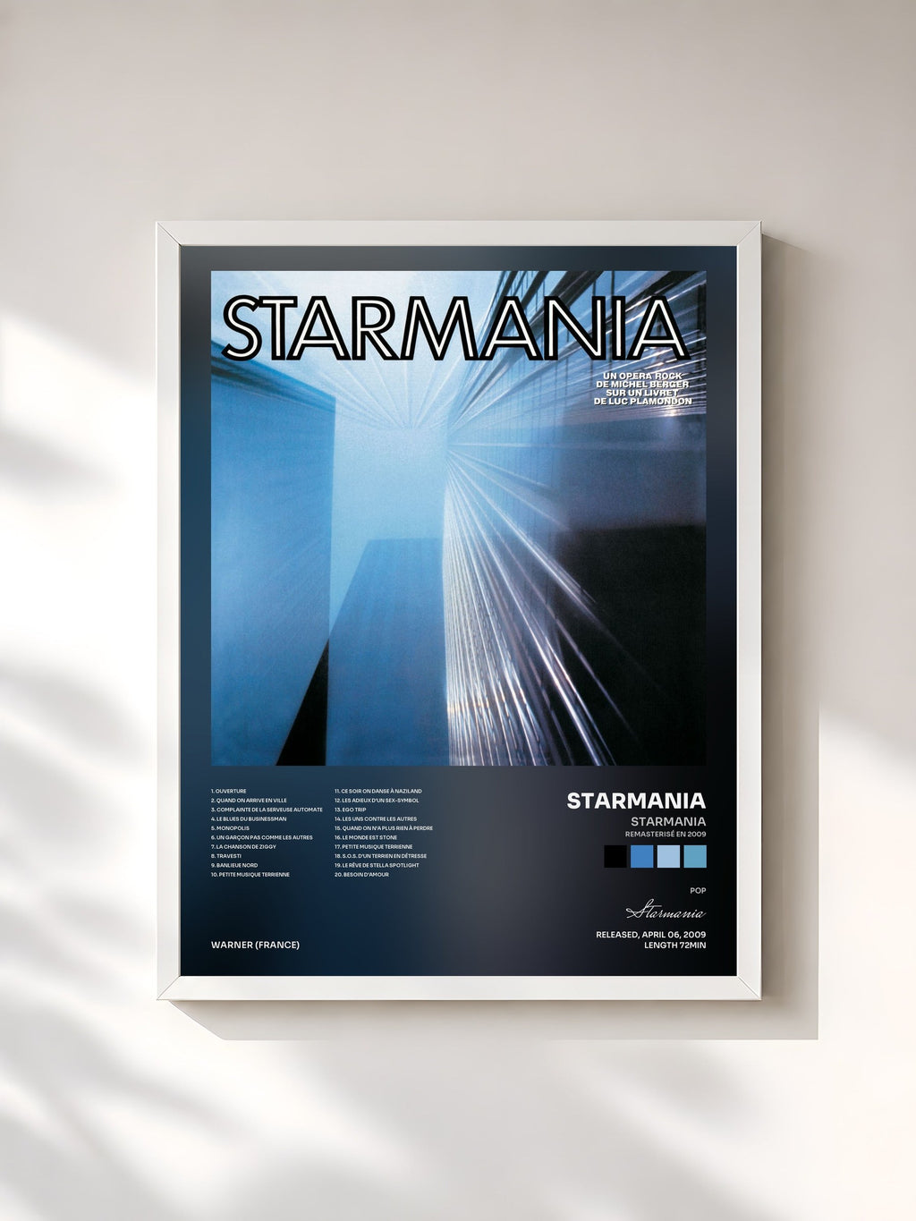 #blanc Starmania (Remasterisé en 2009) di Starmania in stampa incorniciata, cornice bianca, stampata e incorniciata in Francia