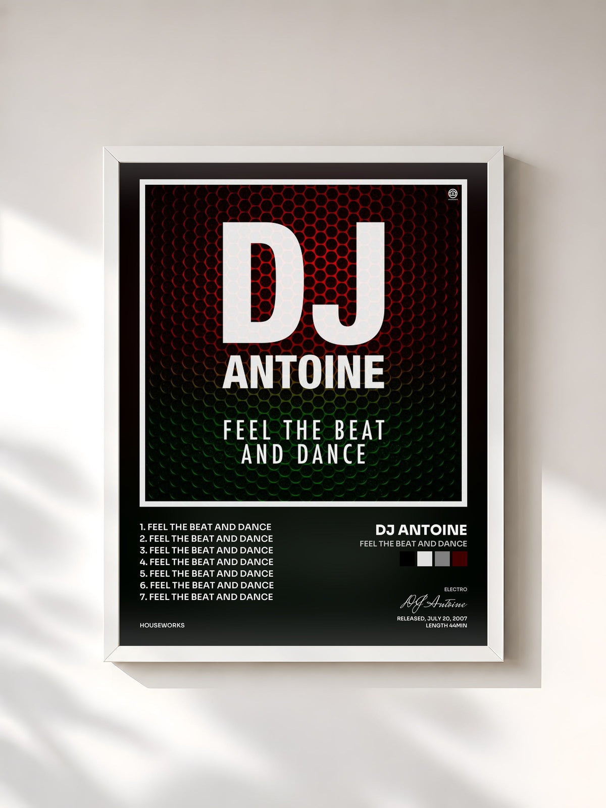 #blanc Tableau de l'album Feel the Beat and Dance de DJ Antoine, cadre blanc, imprimé et encadré en France